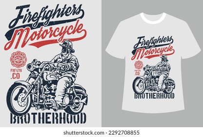 Firefighter motorcycle vector t-shirt design 