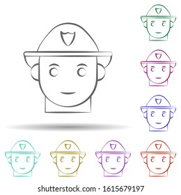 Firefighter, firefighter in multi color style icon. Simple thin line, outline vector of firefighter icons for ui and ux, website or mobile application