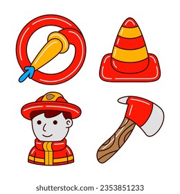 conjunto de ilustraciones vectoriales de objetos de extinción de incendios