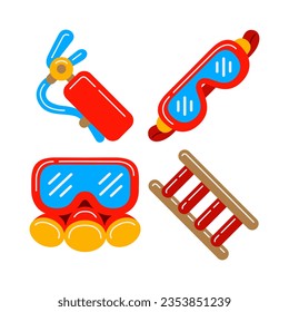 firefighter objects vector illustrations set