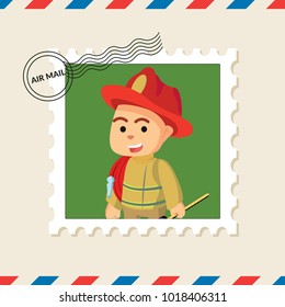 Firefighter officer postage stamp on air mail envelope