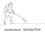 Firefighter one line continuous. Line art Firefighter. Hand drawn vector art.