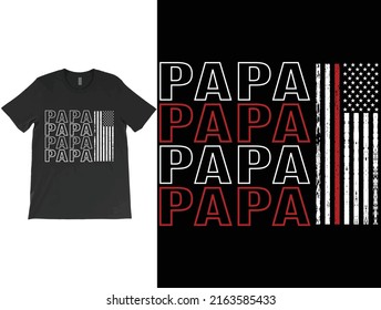 Vector de camisetas PAPA, Bandera de la Línea Roja de los Estados Unidos, Camisa de los Padres, Camisa del Papa, regalo del día de los padres, Día de los Primeros Padres, Línea roja delgada, Camisa de Hombre de Fuego.