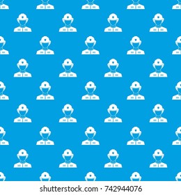 Firefighter pattern repeat seamless in blue color for any design. Vector geometric illustration