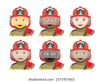 Firefighter person emoji vector illustration fire fighter fireman woman