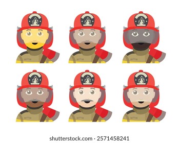 Firefighter person emoji vector illustration fire fighter fireman man male