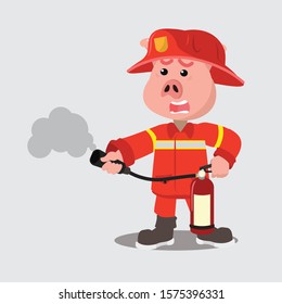 firefighter pig  vector illustration design