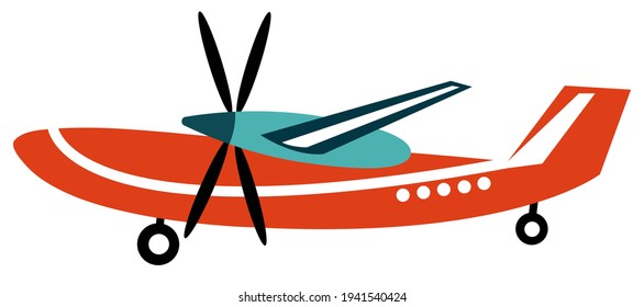 Firefighter plane. Flat style. Children's illustration. White background, isolate. Vector illustration.