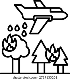 Icono de Vector de avión de bomberos. Se puede utilizar para aplicaciones de impresión, móviles y de Web.