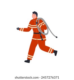 firefighter pose, element of orange clothes while working profession