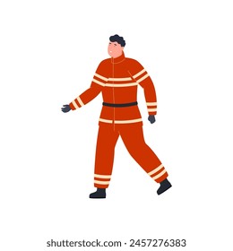 firefighter pose, element of orange clothes while working profession