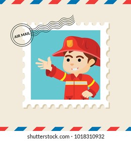 Firefighter postage stamp on air mail envelope