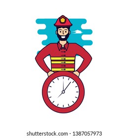 firefighter professional with clock time