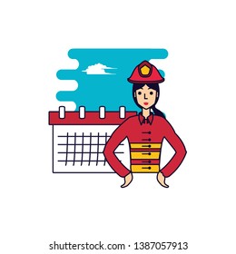 firefighter professional female with calendar reminder