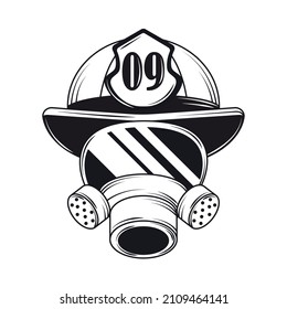 firefighter protective helmet and gas respirator