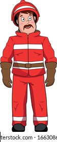 Firefighter in protective suit without background