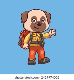 Firefighter Pub Dog Cute Cartoon Illustration
