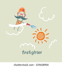 firefighter puts out the sun
