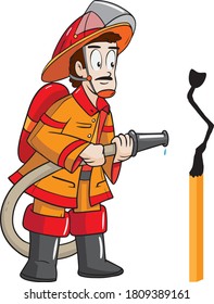 Firefighter putting out the fire of a match
