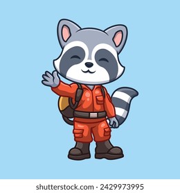 Firefighter Raccoon Cute Cartoon Illsutration