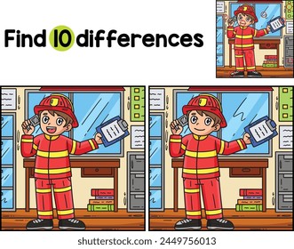 Firefighter Receiving a Call Find The Differences