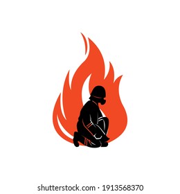 bombero, logo de quemadura de incendios roja, ilustraciones vectoriales