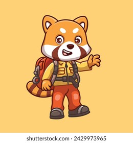 Firefighter Red Panda Cute Cartoon Illustration