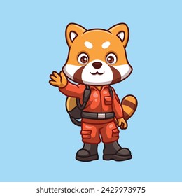 Firefighter Red Panda Cute Cartoon Illustration