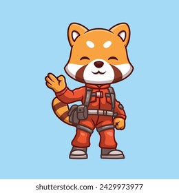 Firefighter Red Panda Cute Cartoon Illustration