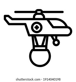 Firefighter rescue helicopter icon. Outline firefighter rescue helicopter vector icon for web design isolated on white background