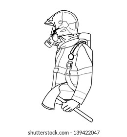 Firefighter and rescue isolate on white background , vector