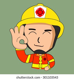 Firefighter and rescue show hand sign okey , vector