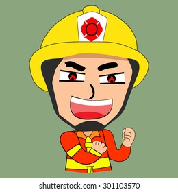 Firefighter and rescue show sign superb and confidance, vector