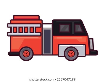 firefighter rescue truck service isolated design