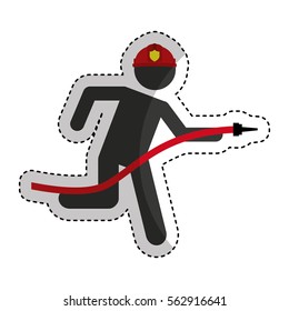 firefighter running isolated icon vector illustration design