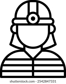 Firefighter safety avatar worker line icon
