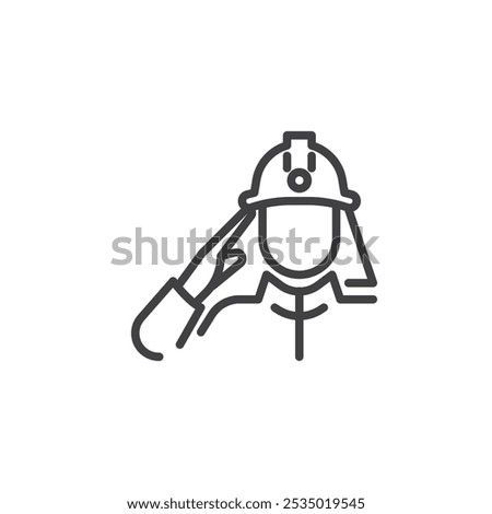 Firefighter Salute line icon. linear style sign for mobile concept and web design. Salute given by firefighter outline vector icon. Symbol, logo illustration. Vector graphics