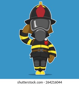 Firefighter salutes. Vector illustration 