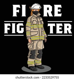 Firefighter Shade And Highlight Graphic Vector Illustration