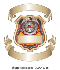 Firefighter Shield III Is An Illustration Of A Firefighter Or Fire Department Shield With Firefighter Tools.