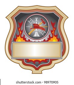 Firefighter Shield Is An Illustration Of A Firefighter Or Fire Department Shield With Firefighter Tools.