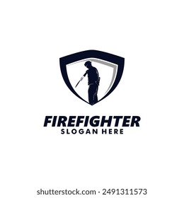 Firefighter and shield Logo Design