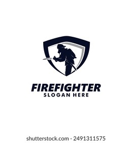 Firefighter and shield Logo Design