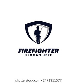 Firefighter and shield Logo Design