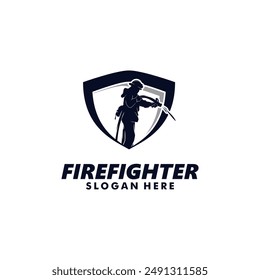 Firefighter and shield Logo Design