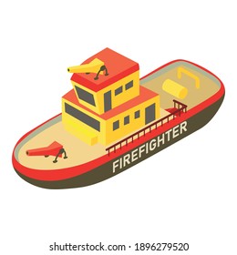Firefighter ship icon. Isometric of firefighter ship vector icon for web design isolated on white background
