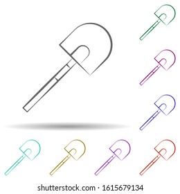 Firefighter, shovel in multi color style icon. Simple thin line, outline vector of firefighter icons for ui and ux, website or mobile application