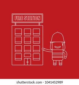 Firefighter showing the fire station, vector illustration design. Firefighting collection.