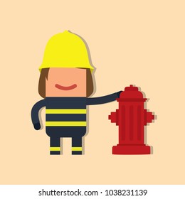 Firefighter showing a water intake, vector illustration design. Firefighting collection.