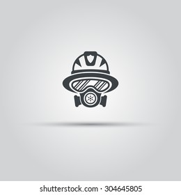 Firefighter silhouette face icon, fireman in gas mask avatar